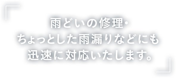 雨どいの修理・ちょっとした雨漏りなどにも迅速に対応いたします。